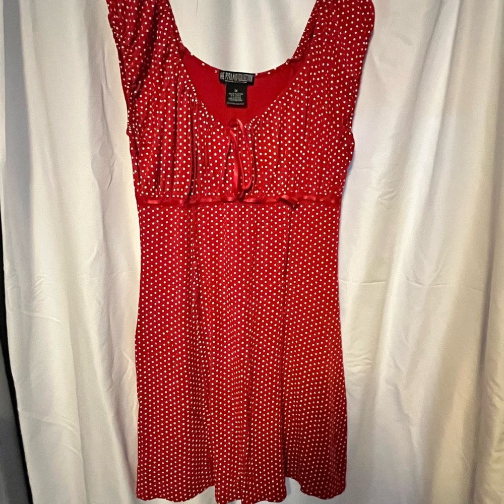 The Pyramid Collection Red and White Polka Dot Milkmaid Dress size M